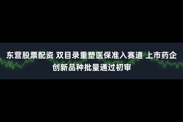 东营股票配资 双目录重塑医保准入赛道 上市药企创新品种批量通过初审